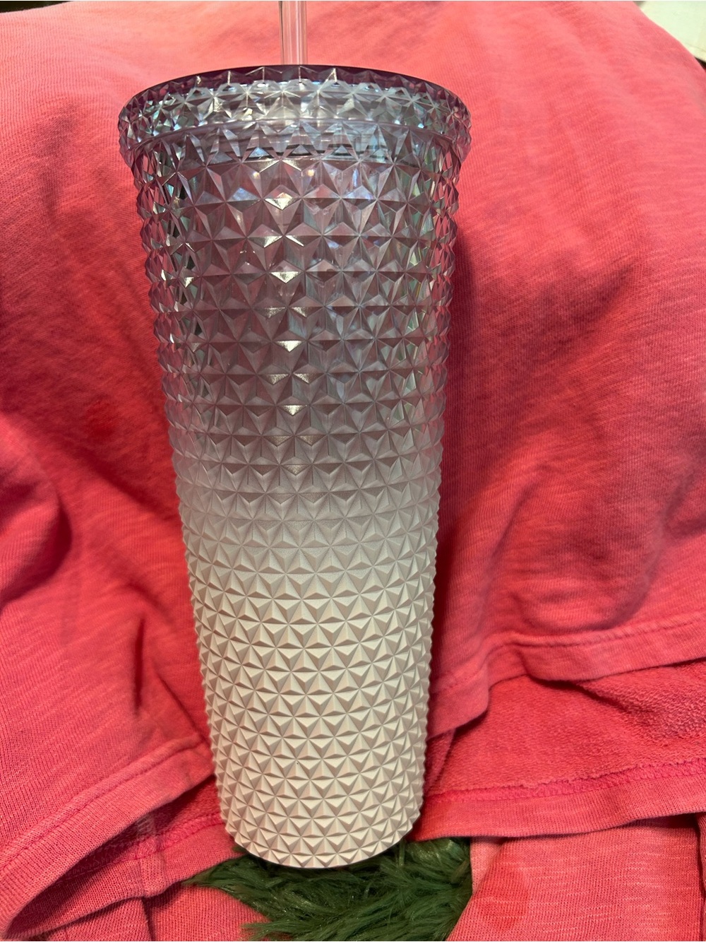 Starbucks Textured Ombre Tumbler Cup in White and Light pink Reusable Drink Cup